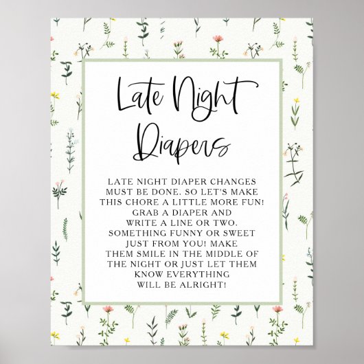 Wilde bloem Late Night Diapers Poster (Voorkant)