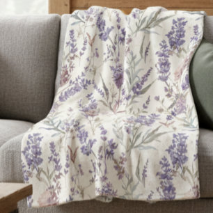 Wilde bloem lavendel boho botanisch bloemmotief fleece deken