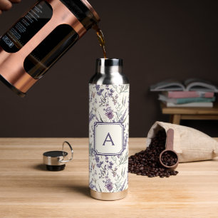 Wilde bloem lavendel Boho botanische bloem Initial Waterfles
