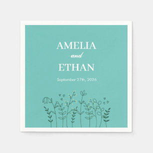 Wilde Bloem Lichtgroene Trouw Servet