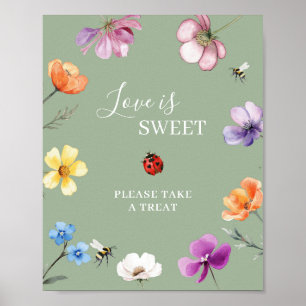 Wilde bloem Liefdeskever Liefde is zoet Feestbord Poster
