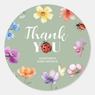 Wilde bloem Lovebug baby shower ronde sticker