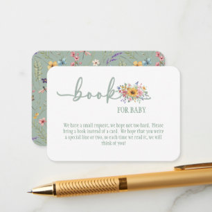 Wilde Bloem Massief Groene Babyboek voor Babykaart Informatiekaartje