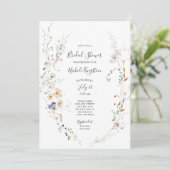 Wilde bloem met bridal Shower Invitation Kaart (Staand voorkant)