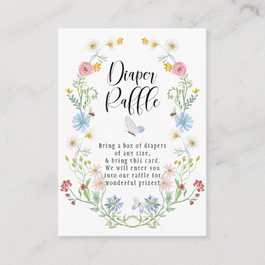 Wilde bloem met Waterverf Bloemklep Raffle Informatiekaartje (Voorkant)