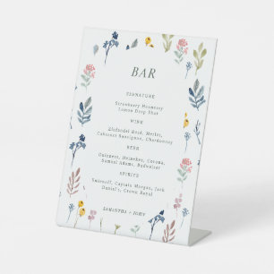 Wilde bloem Modern Botanical Wedding Bar Sign Reclamebord Met Voetstuk