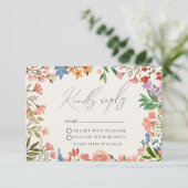 Wilde bloem Modern Wedding RSVP Kaart (Staand voorkant)