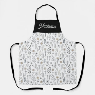 Wilde Bloem Moderne Boho Stijlvolle Monogram Naam Schort