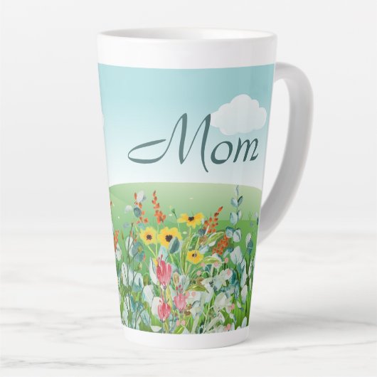 Wilde bloem Moederdag (mama) Latte Mok (Rechterhoek)