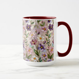 Wilde Bloem Mok Kleurrijk Bloemig Botanisch Koffie