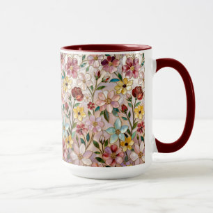 Wilde Bloem Mok Kleurrijk Bloemig Botanisch Koffie