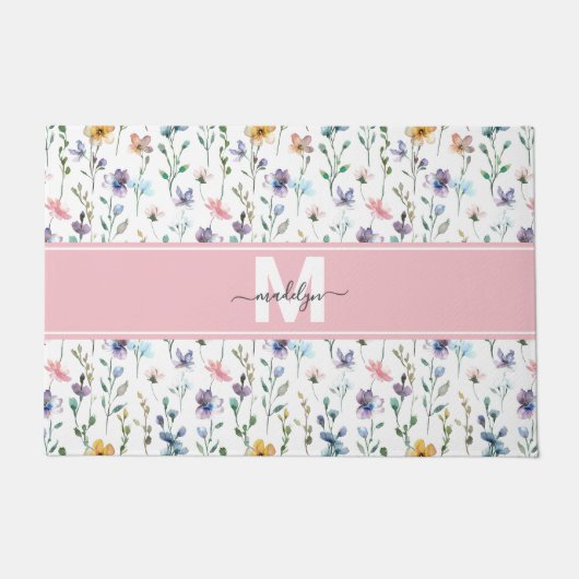 Wilde Bloem Monogram Deurmat (Voorkant)
