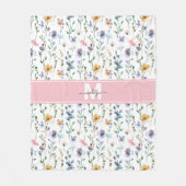 Wilde Bloem Monogram Fleece Deken (Voorkant)