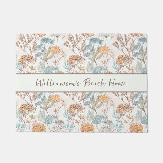 Wilde Bloem Monogram Naam Botanisch Deurmat (Voorkant)