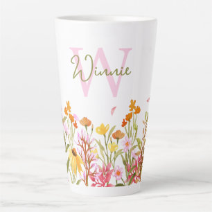 Wilde bloem Monogram Tall Latte Mok