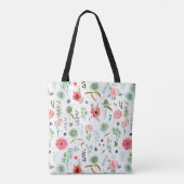 Wilde bloem motief monogram botanische markt boods draagtas (Achterkant)