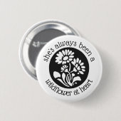 "Wilde bloem op hart" 2,25" Ronde Button (Voorkant /achterkant)