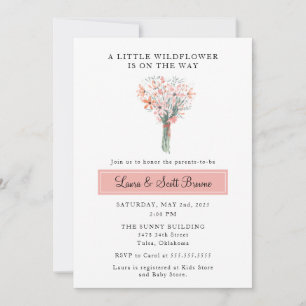 Wilde bloem op weg baby shower uitnodiging