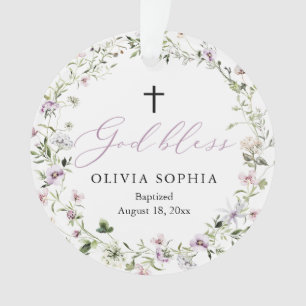 Wilde bloem Paars meisje Baptisme AcrylOrnament Ornament