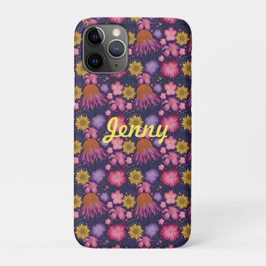 Wilde bloem Paarse Floral, gepersonaliseerd Case-Mate iPhone Case (Achterkant)
