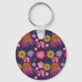 Wilde bloem Paarse Floral, gepersonaliseerd Sleutelhanger (Achterkant)