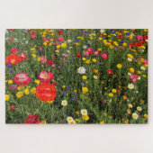Wilde bloem - papavers, maisems, cornbloemen legpuzzel (Horizontaal)