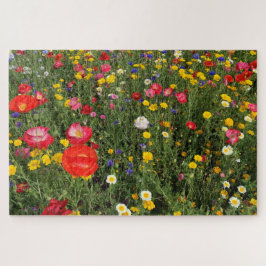 Wilde bloem - papavers, maisems, cornbloemen legpuzzel