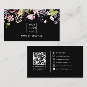 Wilde bloem QR-code social media pictogram visitek Visitekaartje
