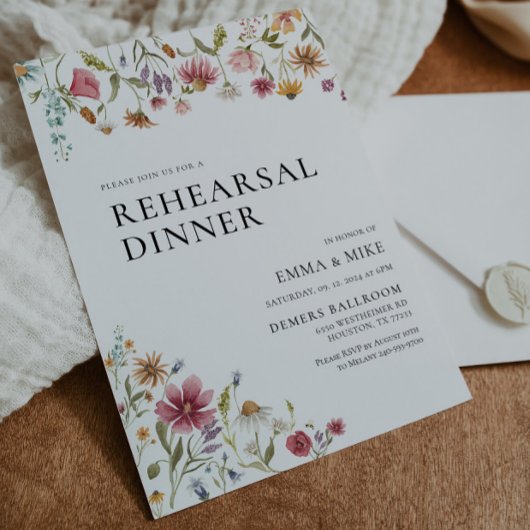 Wilde bloem repetitie binnenuitnodiging kaart