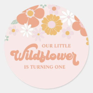 Wilde bloem Retro bloem eerste verjaardag Ronde Sticker