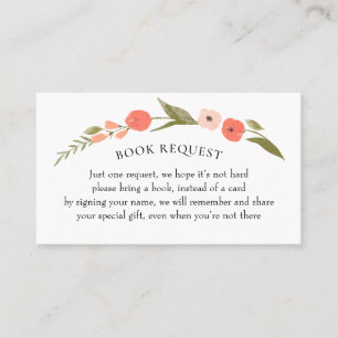 Wilde bloem Roze Coral Book Request Card Visitekaartje