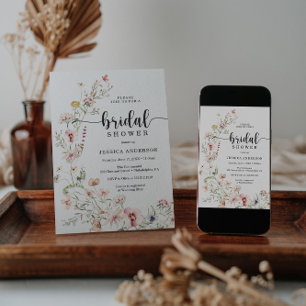 Wilde bloem Roze Floral Bridal Shower Kaart
