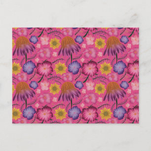 Wilde bloem Roze Floral Pattern Briefkaart