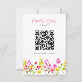 Wilde bloem RSVP QR Code Floral Script (Voorkant)