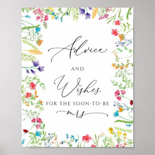 Wilde bloem Rustic Bridal Game Wishes Poster