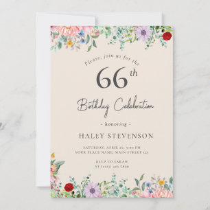 Wilde Bloem Rustieke Boho 66ste Verjaardag Eenvoud Kaart
