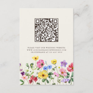 Wilde Bloem Rustieke Chic Bloem Boho Huwelijk QR C Informatiekaartje