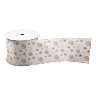 Wilde bloem Satin Ribbon, zomerbloemen Lint