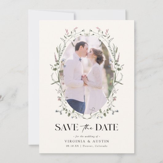 Wilde bloem save the date (Voorkant)