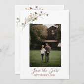 Wilde bloem save the date kaart (Voorkant / Achterkant)