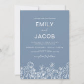 Wilde bloem Stusty Blue Botanical Wedding Kaart (Voorkant)
