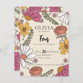 Wilde bloem Theme Girl Birthday Briefkaart (Voorkant / Achterkant)