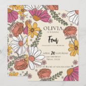 Wilde bloem Theme Girl Birthday Kaart (Voorkant / Achterkant)