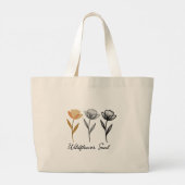 Wilde bloem trendy ontwerp grote tote bag (Achterkant)