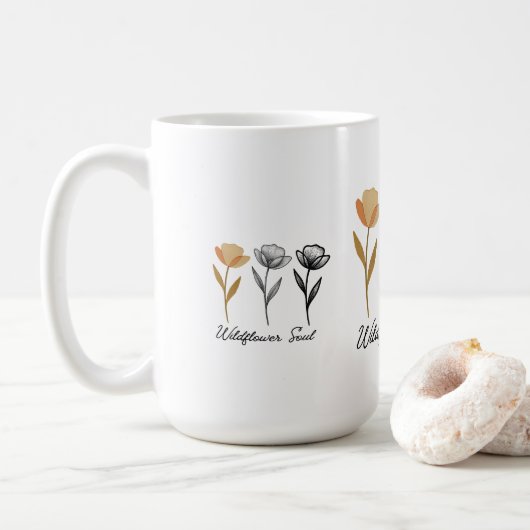 Wilde bloem trendy ontwerp koffiemok (Met donut)