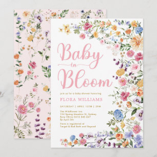 Wilde bloem Tuin Baby in Bloom Baby Girl Shower I Kaart