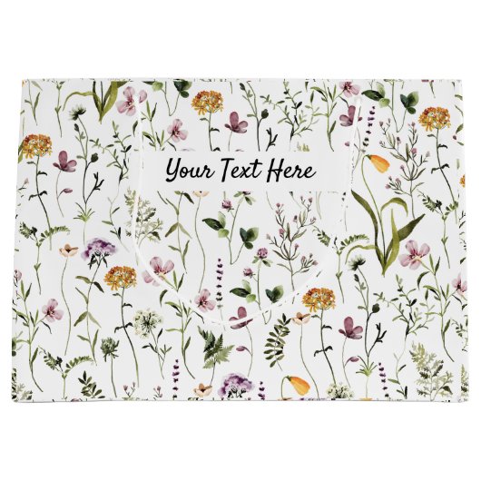 Wilde bloem Tuin Pattern Custom Gift Bag Groot Cadeauzakje (Voorkant)