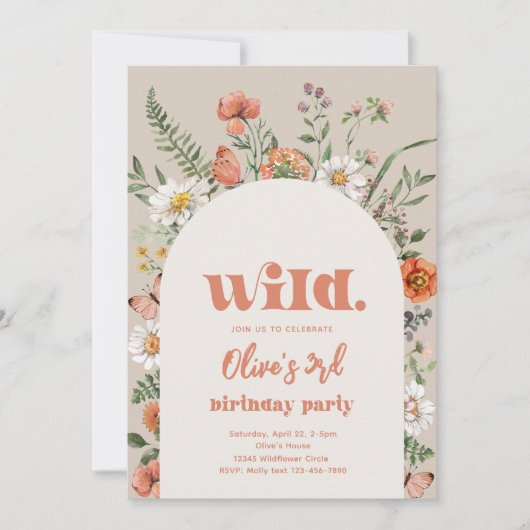 Wilde bloem - uitnodiging | Eerste wilde bloem (Voorkant)