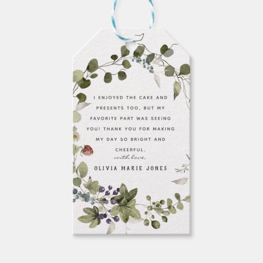 Wilde bloem | Verblijfsfeest Dank u Labels geven Cadeaulabel (Voorkant)