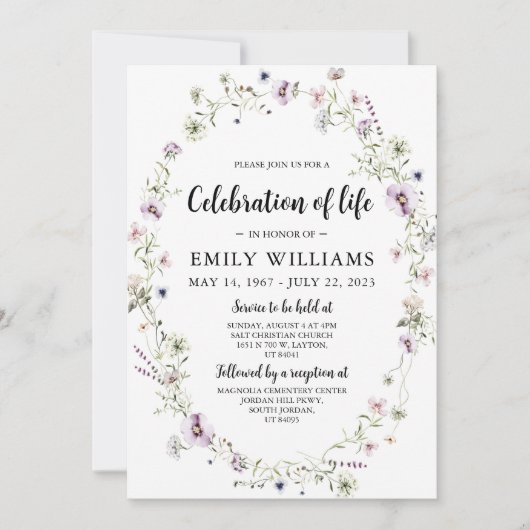 Wilde bloem Viering van het leven Kaart (Voorkant)